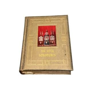 Vtg Holy Bible Torah Jewish Family 1957 Leonard S. Davidow MCM Gold Illustrated